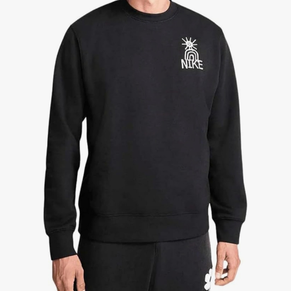 Nike Sportwear Fleece Crew Neck Black Logo Sz Large Outdoor Fall Streetwear